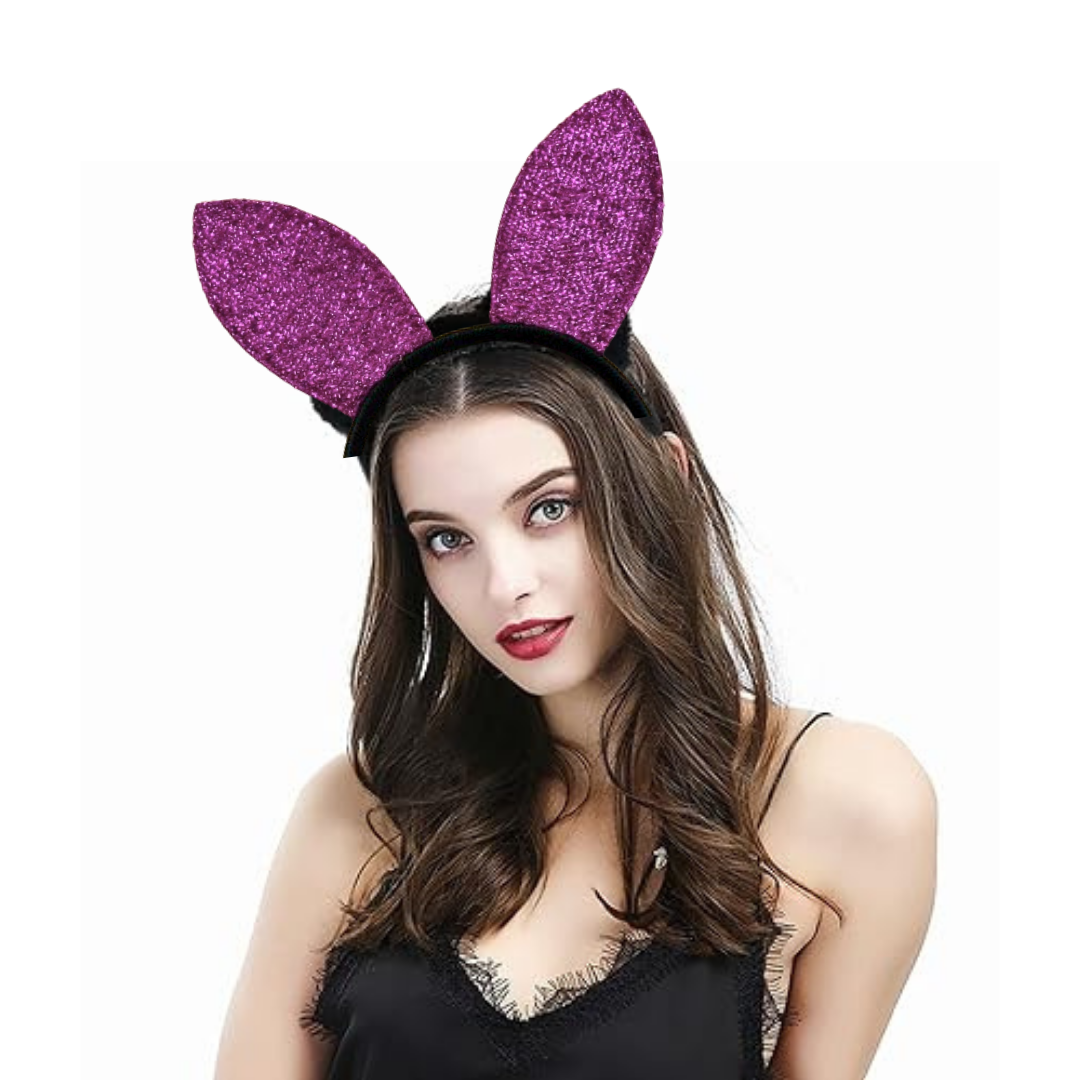 Play Boy Bunny Ears Shimmery Purple Headband - 1PC