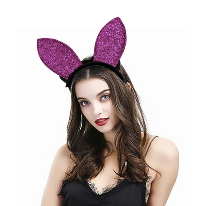 Play Boy Bunny Ears Shimmery Purple Headband - 1PC