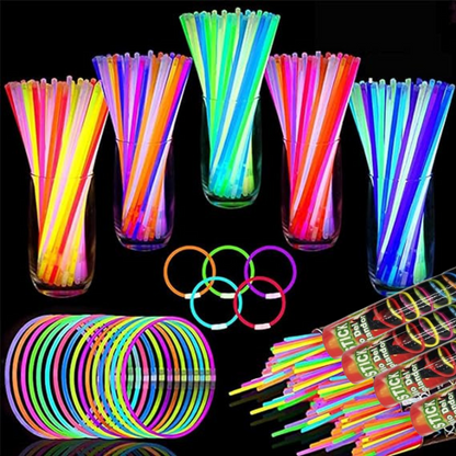 GID Bracelet Sticks - 50PC Neon Glow Bracelets and Glow Necklaces with Connectors. Glow Party Decorations