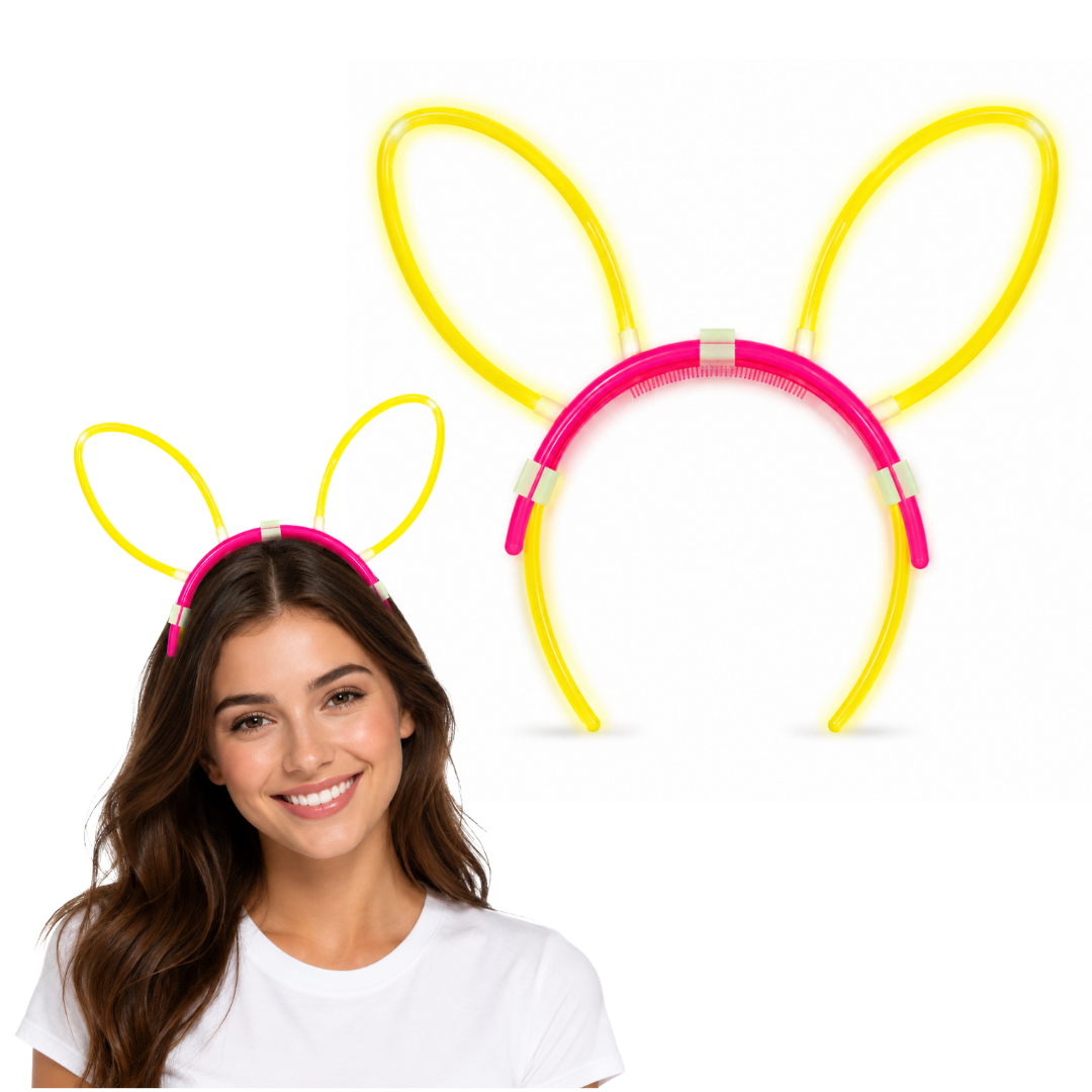 Glow In The Dark Bunny Headband Glow in The Dark Headband Rabbit Ear headband for Kids, Teens, Adults