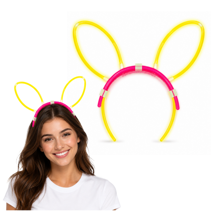 Glow In The Dark Bunny Headband Glow in The Dark Headband Rabbit Ear headband for Kids, Teens, Adults
