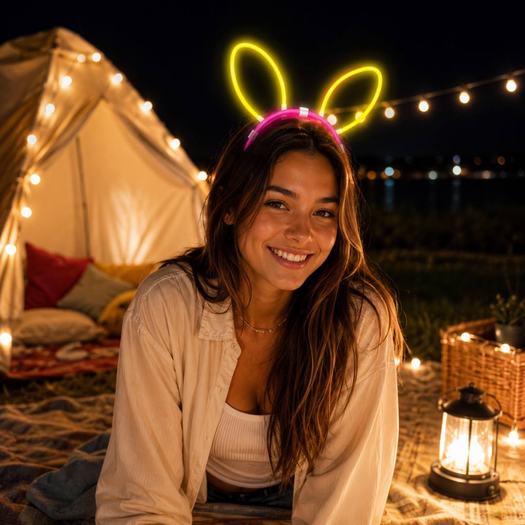 Glow In The Dark Bunny Headband Glow in The Dark Headband Rabbit Ear headband for Kids, Teens, Adults
