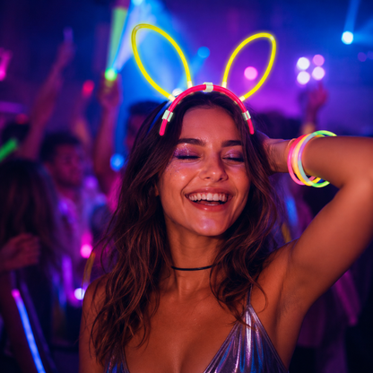 Glow In The Dark Bunny Headband Glow in The Dark Headband Rabbit Ear headband for Kids, Teens, Adults