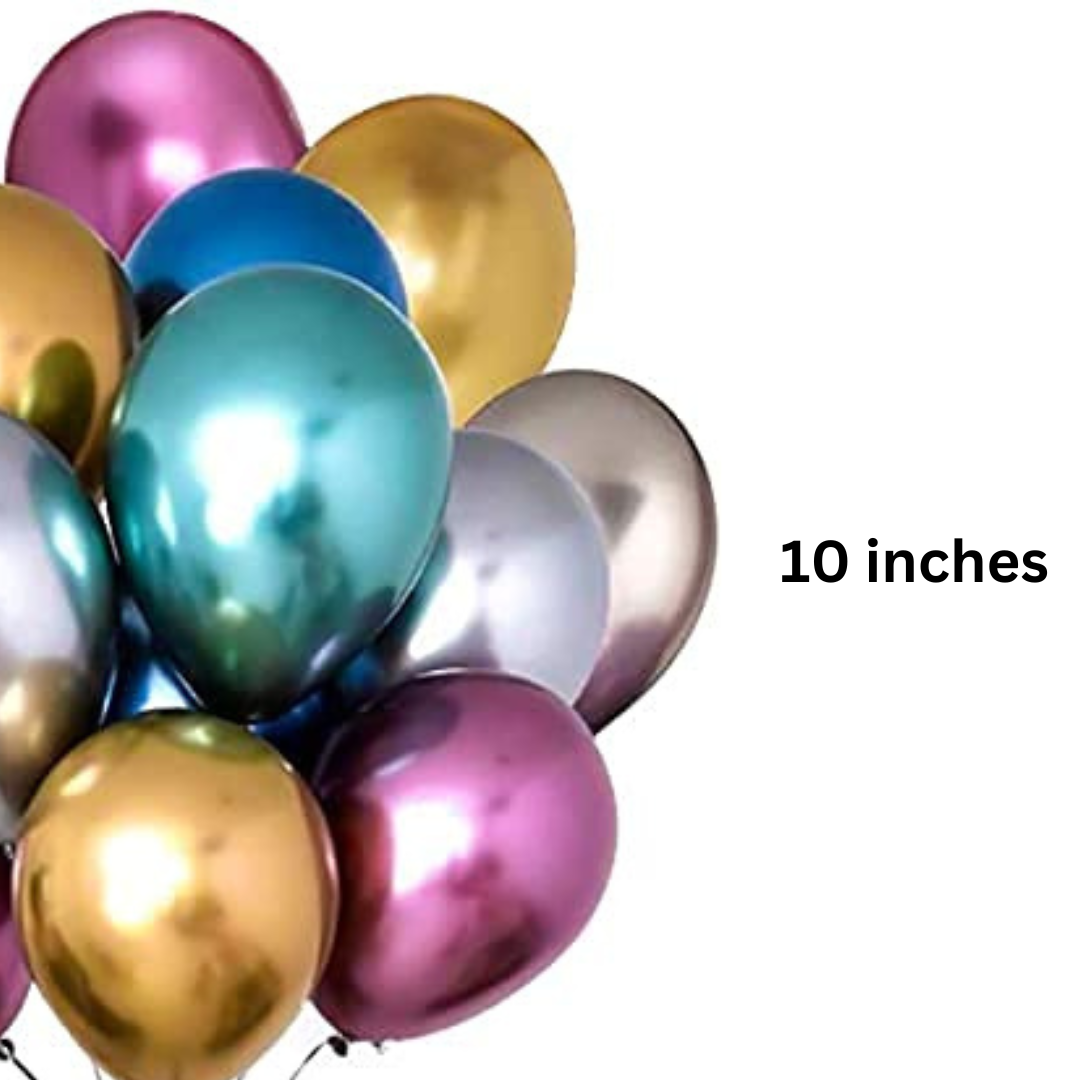 Multicolor Chrome Latex Balloons 10 inches - Pack of 20