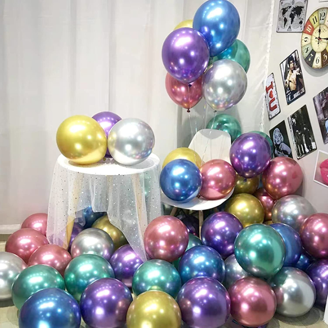 Multicolor Chrome Latex Balloons 10 inches - Pack of 20