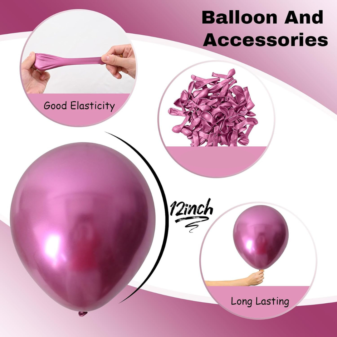 Chrome Hot Pink Balloons 12 inches - Pack of 50