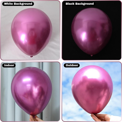 Chrome Hot Pink Balloons 12 inches - Pack of 50