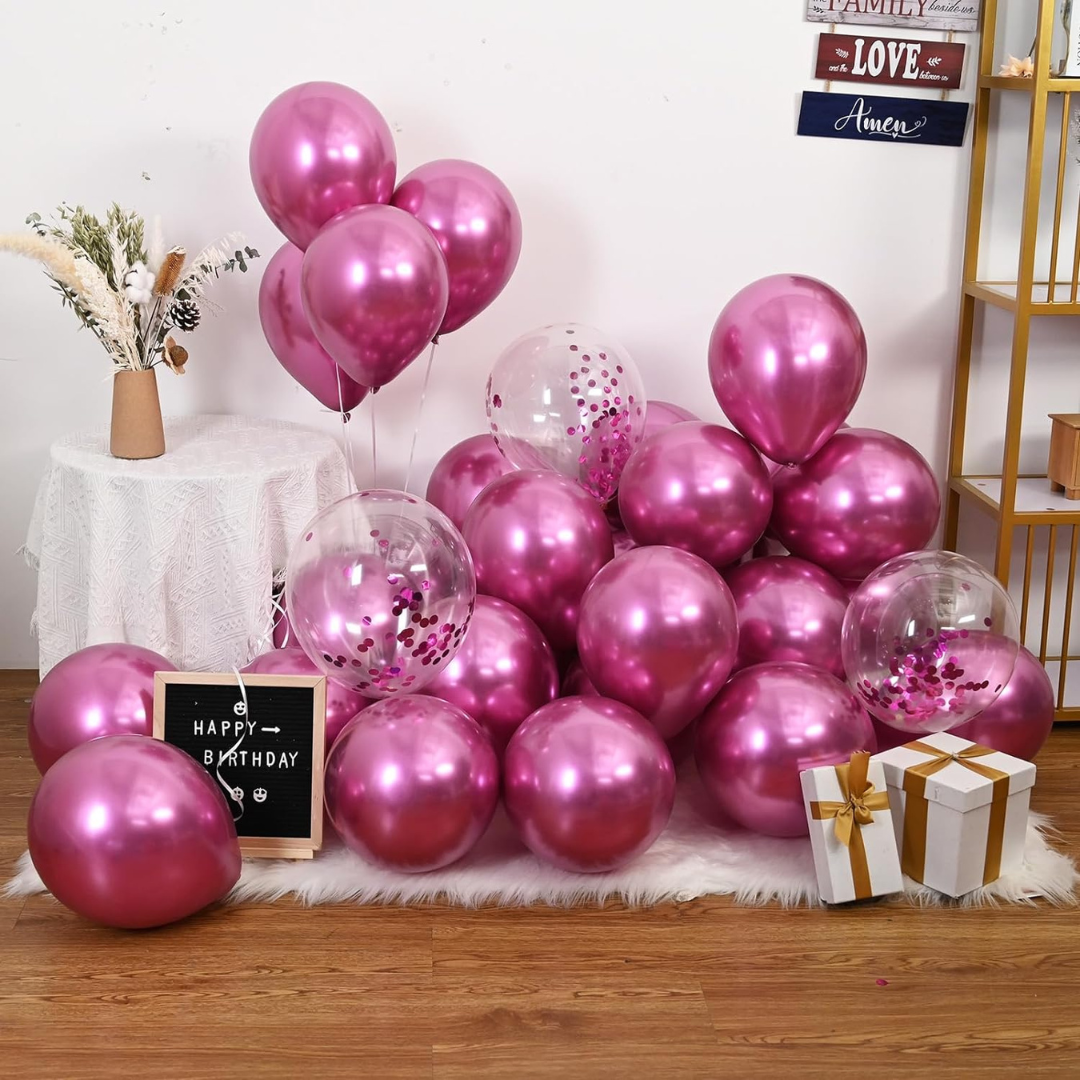 Chrome Hot Pink Balloons 12 inches - Pack of 50