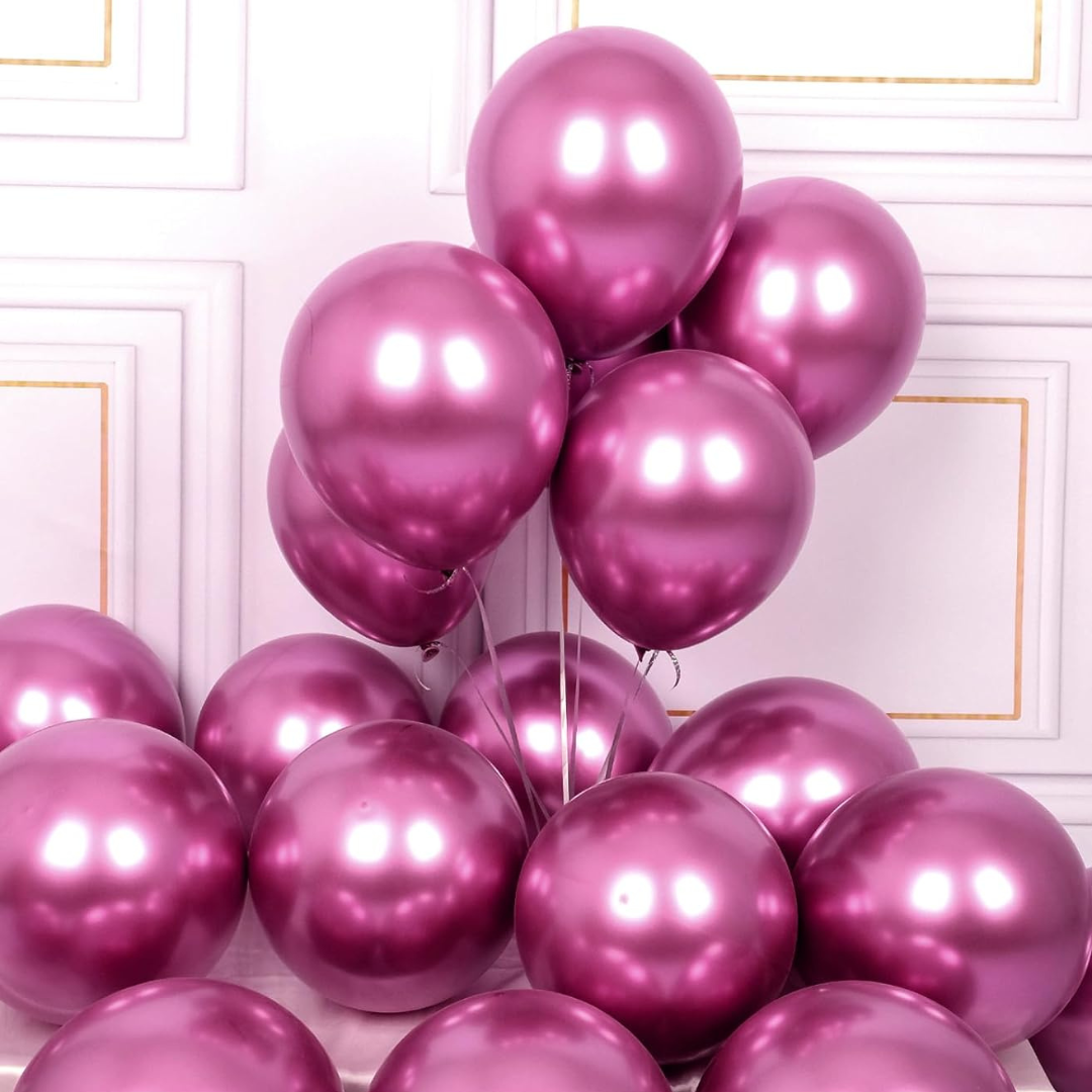 Chrome Hot Pink Balloons 12 inches - Pack of 50