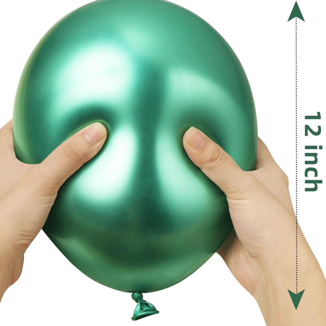 Chrome Green Balloons 12 inches - Pack of 10