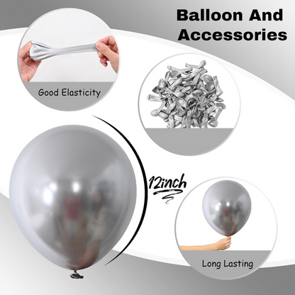 Chrome Silver Balloons 12 inches - Pack of 10