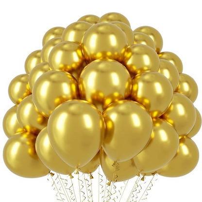 Chrome Golden Balloons 12 inches - Pack of 10