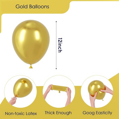 Chrome Golden Balloons 12 inches - Pack of 10