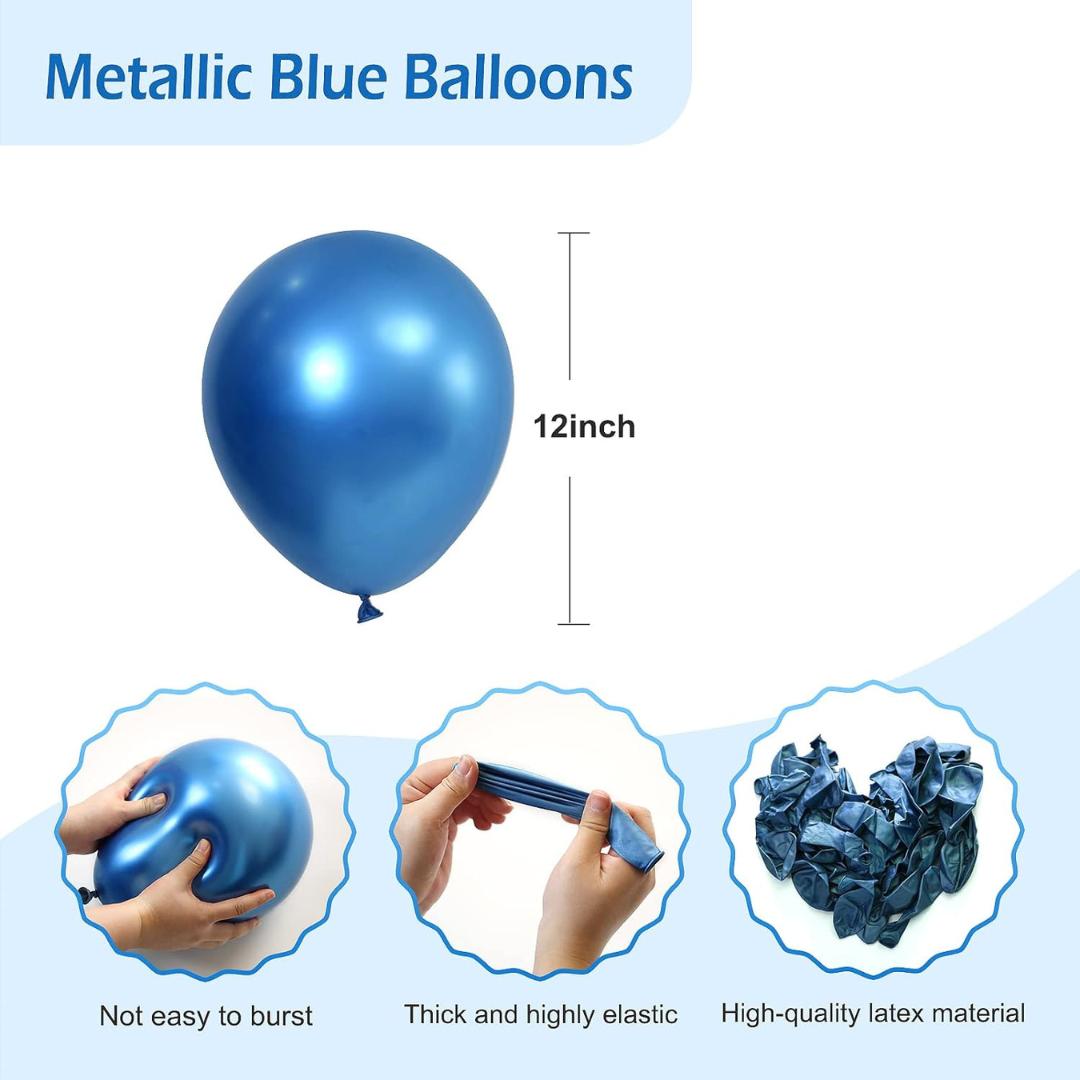 Chrome Royal Blue Balloons 12 inches - Pack of 10