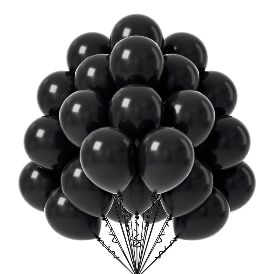 Chrome Black Balloons 12 inches - Pack of 10