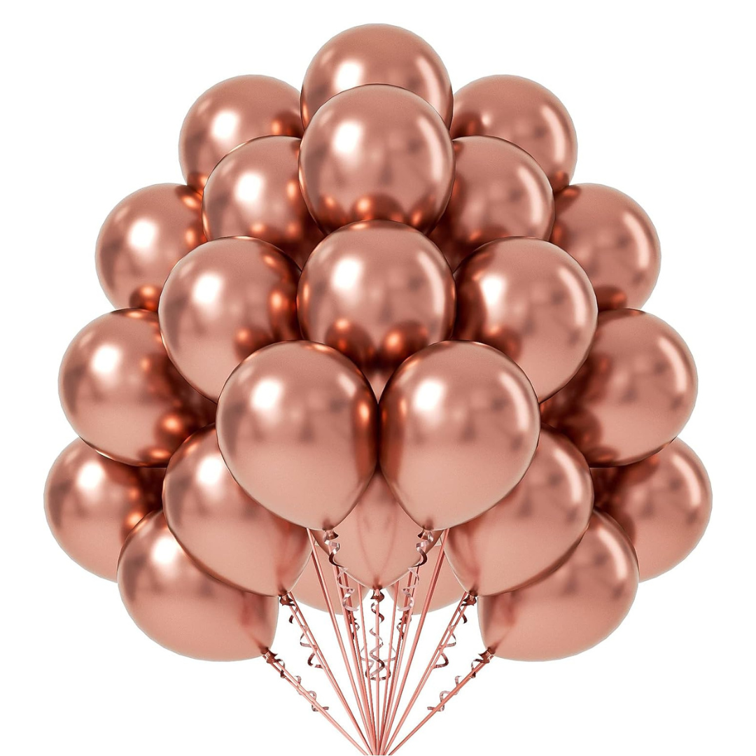 Chrome Rose Gold Balloons 12 inches - Pack of 10