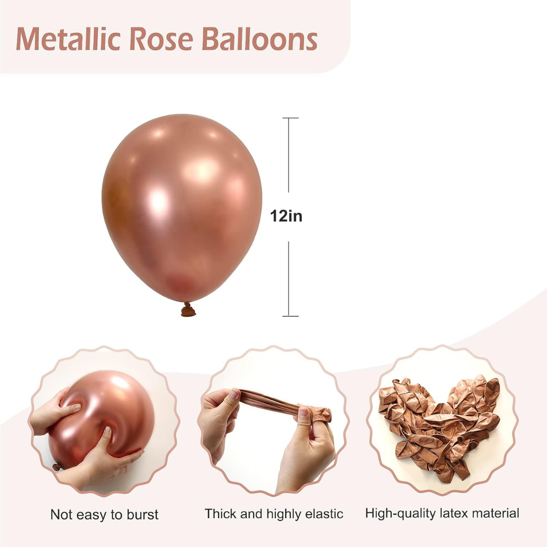 Chrome Rose Gold Balloons 12 inches - Pack of 10