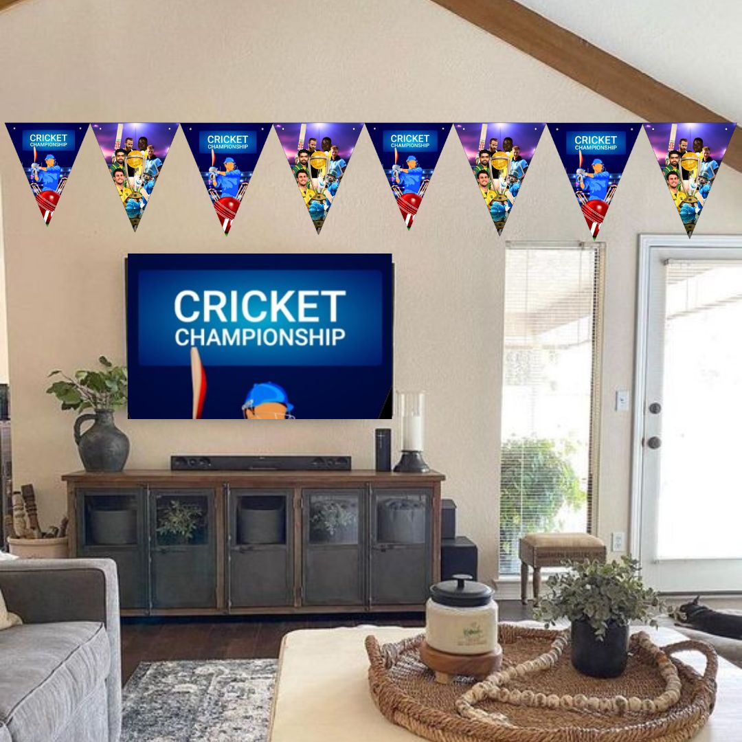 World Cup Cricket Designer Buntings - 11 inch x 9 inches - 10 FT