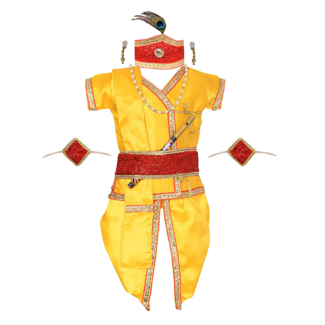 Fancy Traditional Shri Krishna Dress Set with Kurta & Dhoti – 10PC