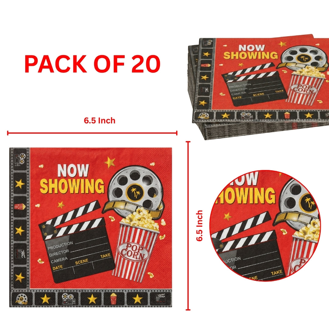 Cinema Theme Paper Napkins - Pack of 20 For Movie night