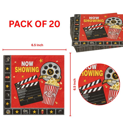 Cinema Theme Paper Napkins - Pack of 20 For Movie night