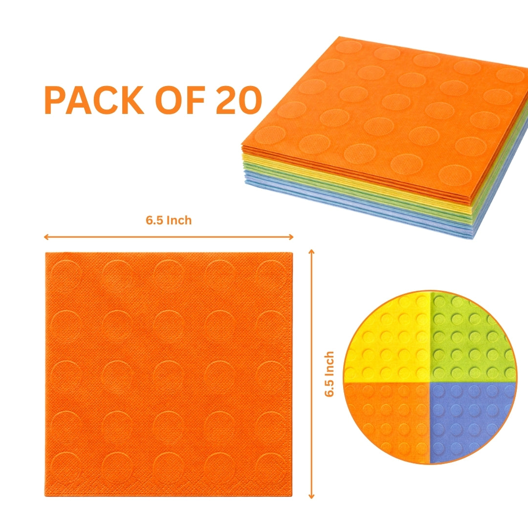 POP IT Colorful Theme Paper Napkins -Pack of 20 (Multicolor)