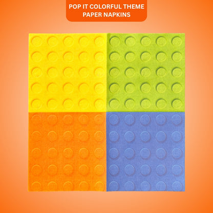 POP IT Colorful Theme Paper Napkins -Pack of 20 (Multicolor)