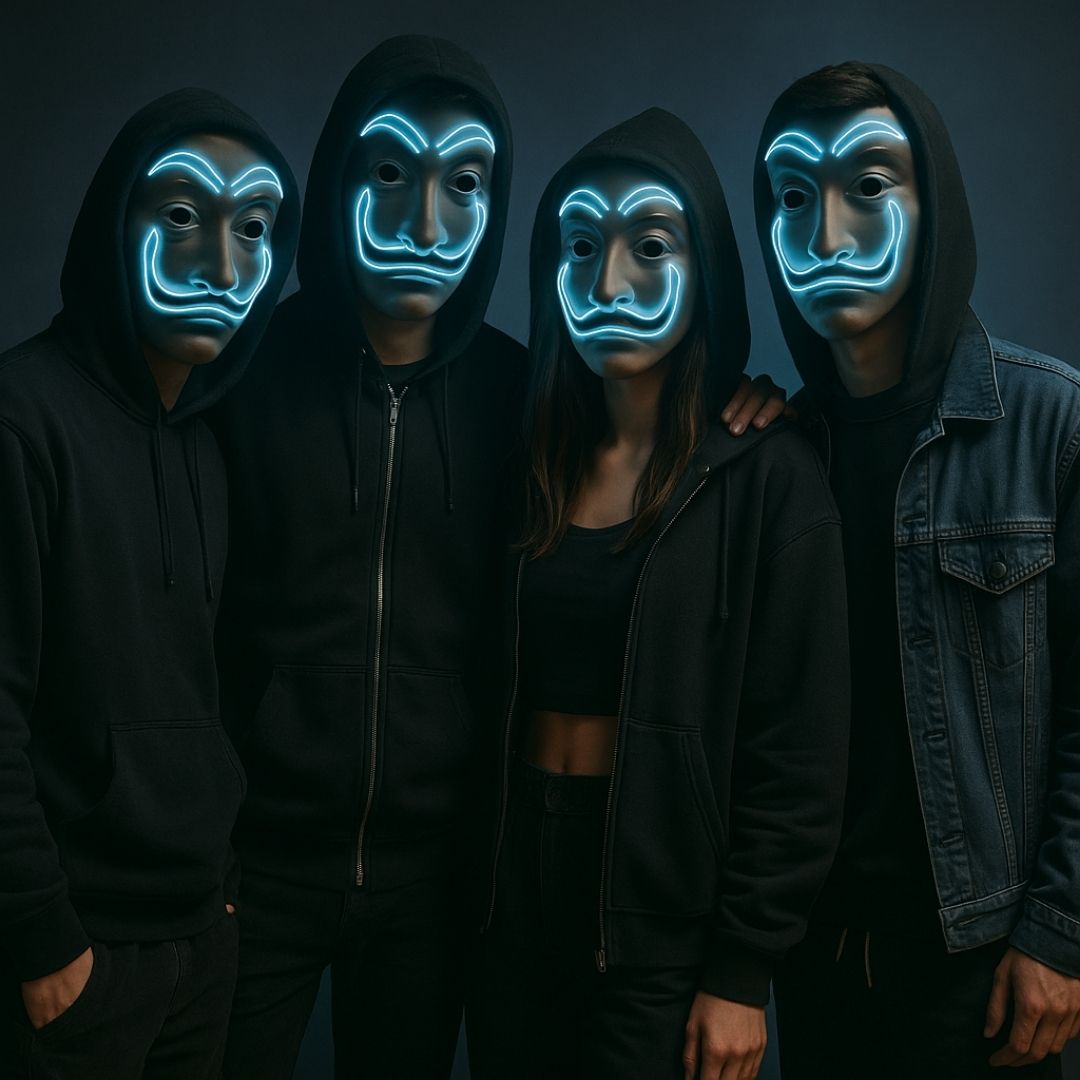 Money Heist Face Mask W/ LED Light - 1PC