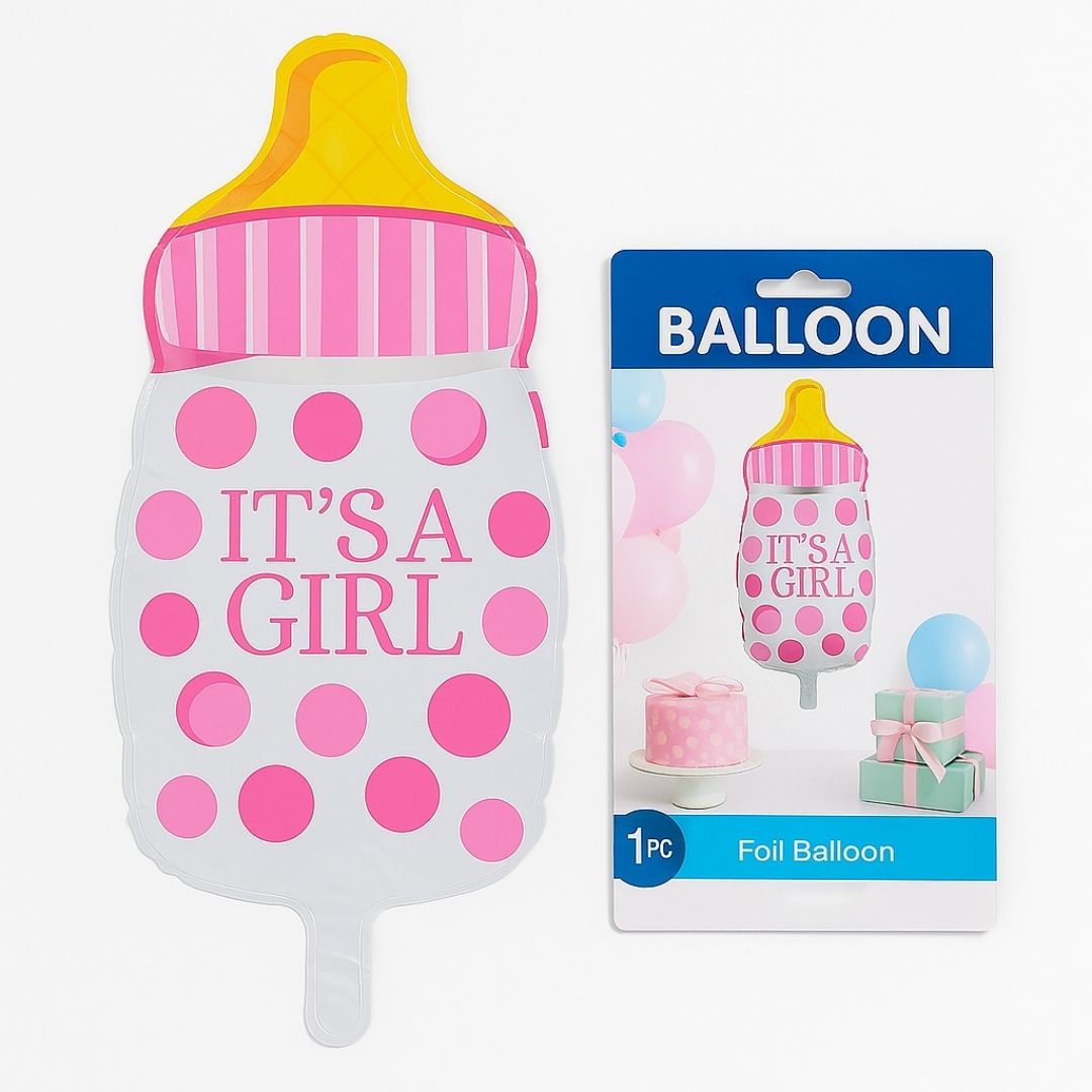 It's a Girl Milk Bottle Blue Balloon 18"