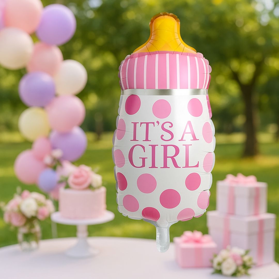 It's a Girl Milk Bottle Blue Balloon 18"