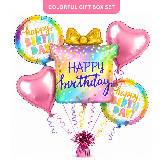 Happy Birthday Colorful Gift Box Set - 5PC