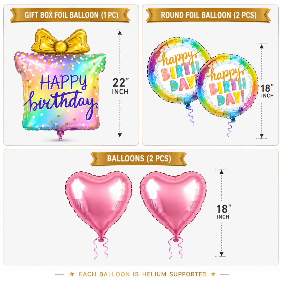 Happy Birthday Colorful Gift Box Set - 5PC