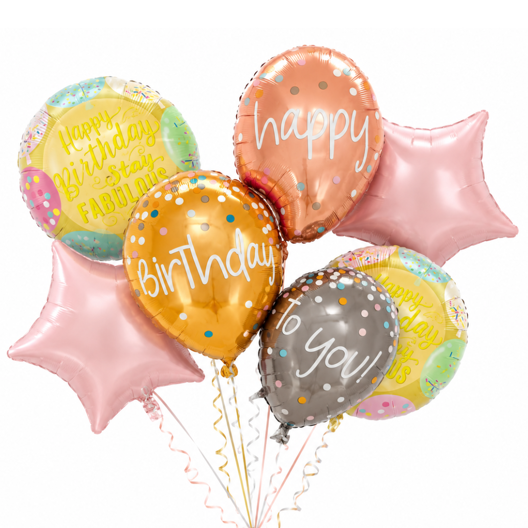 Triple Balloon Happy Birthday Balloon Set - 5PC