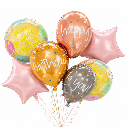 Triple Balloon Happy Birthday Balloon Set - 5PC