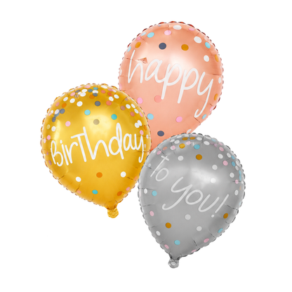 Triple Balloon Happy Birthday Balloon Set - 5PC