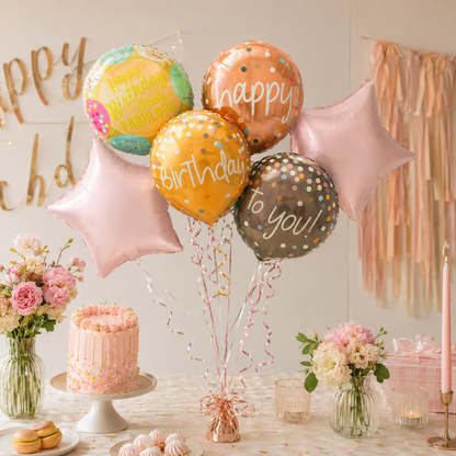 Triple Balloon Happy Birthday Balloon Set - 5PC
