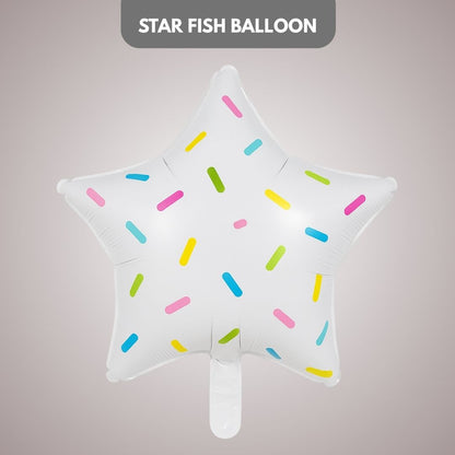 White Star Shaped Balloon with Multicolor Sprinklers 18"