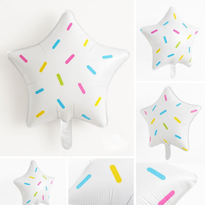 White Star Shaped Balloon with Multicolor Sprinklers 18"