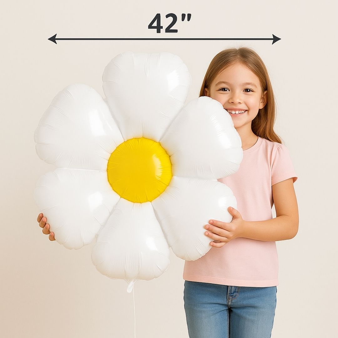 Super Shape White Daisy Flower Shaped Balloon 42