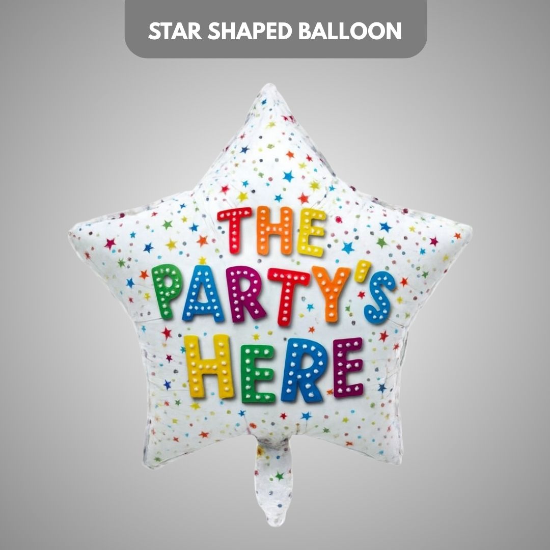The Party's Here Star Shaped Balloon 18"
