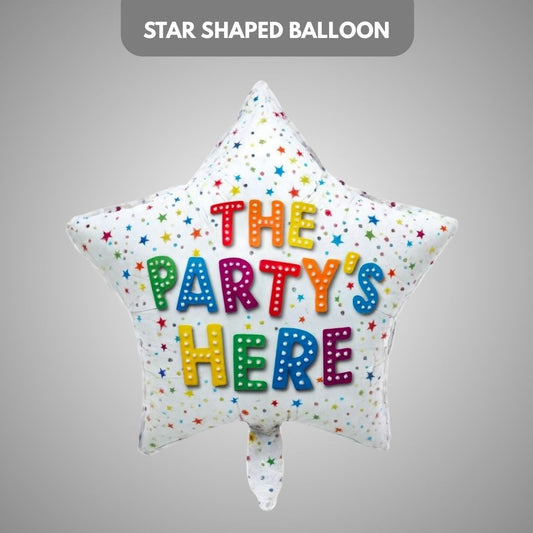 The Party's Here Star Shaped Balloon 18"