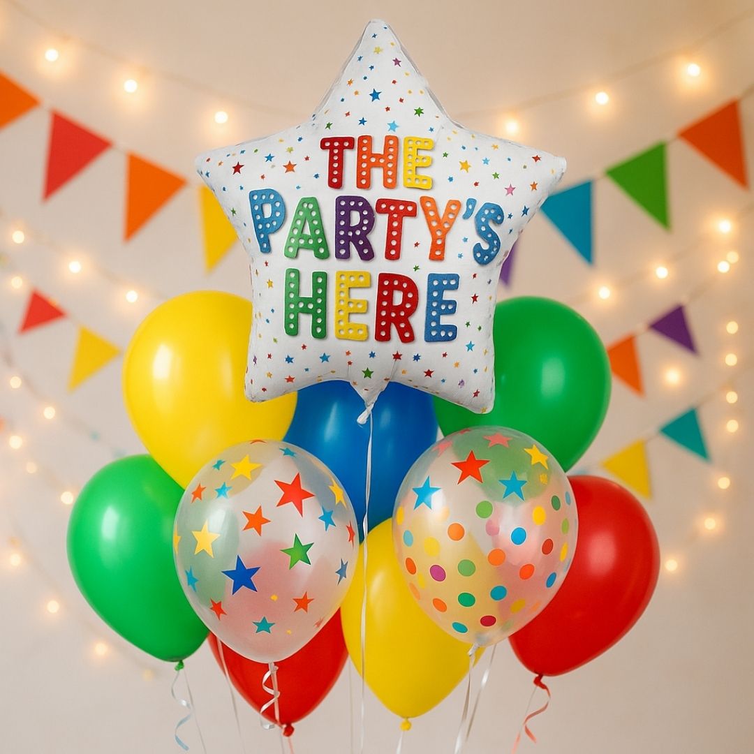 The Party's Here Star Shaped Balloon 18"
