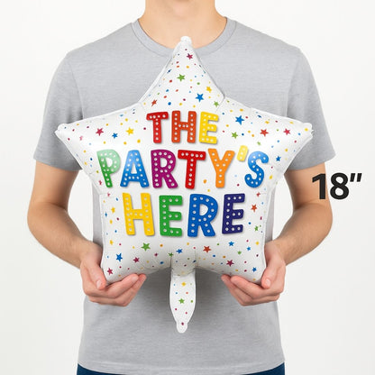 The Party's Here Star Shaped Balloon 18"