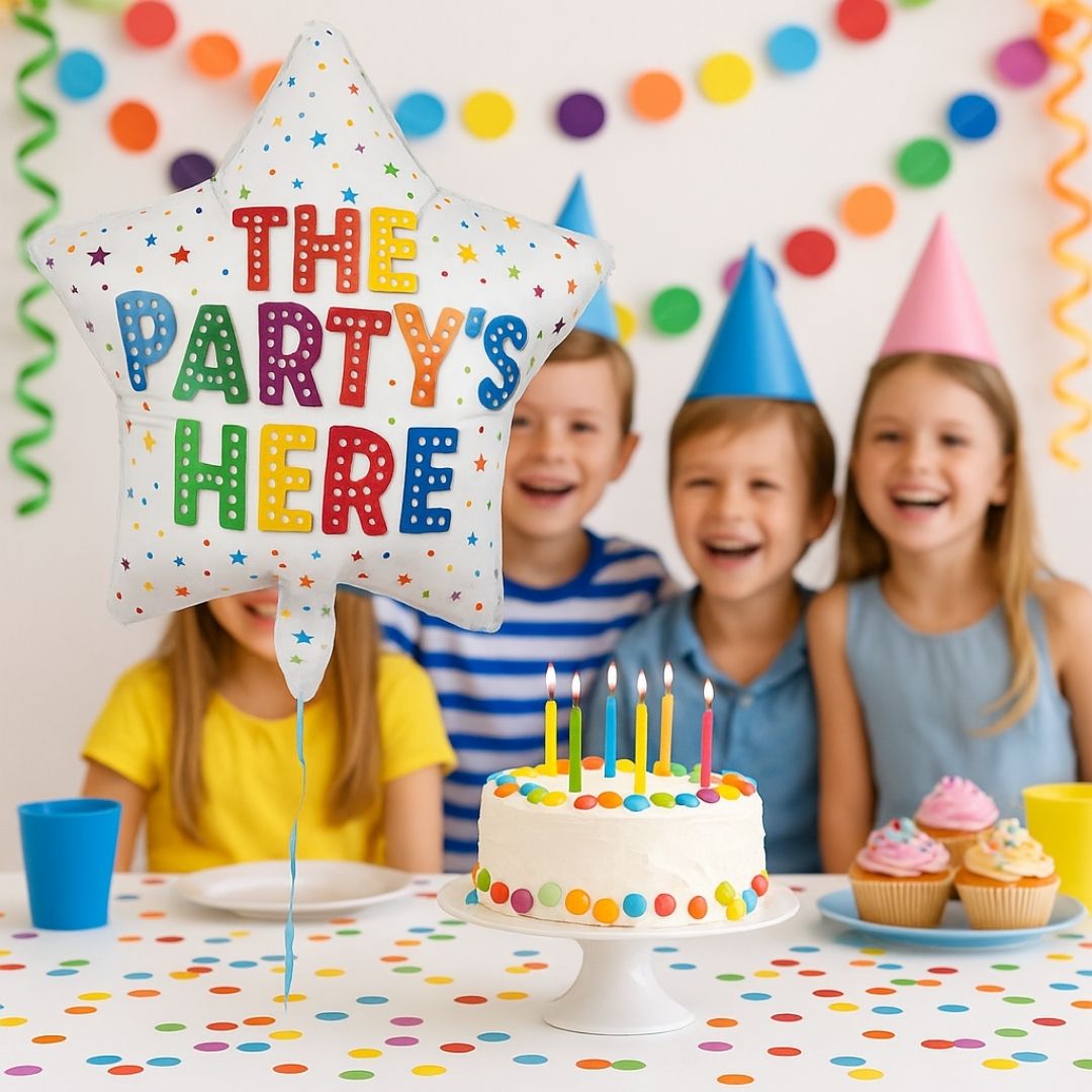 The Party's Here Star Shaped Balloon 18"