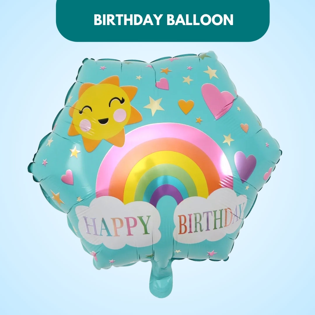 Hexagon Rainbow Shaped Birthday Balloon 18"
