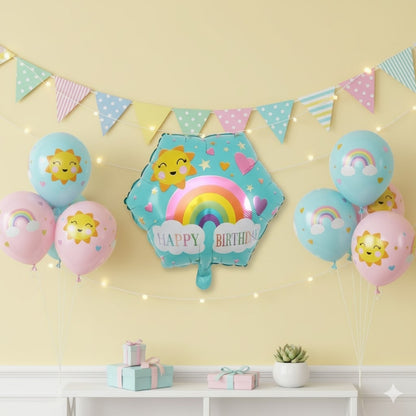 Hexagon Rainbow Shaped Birthday Balloon 18"