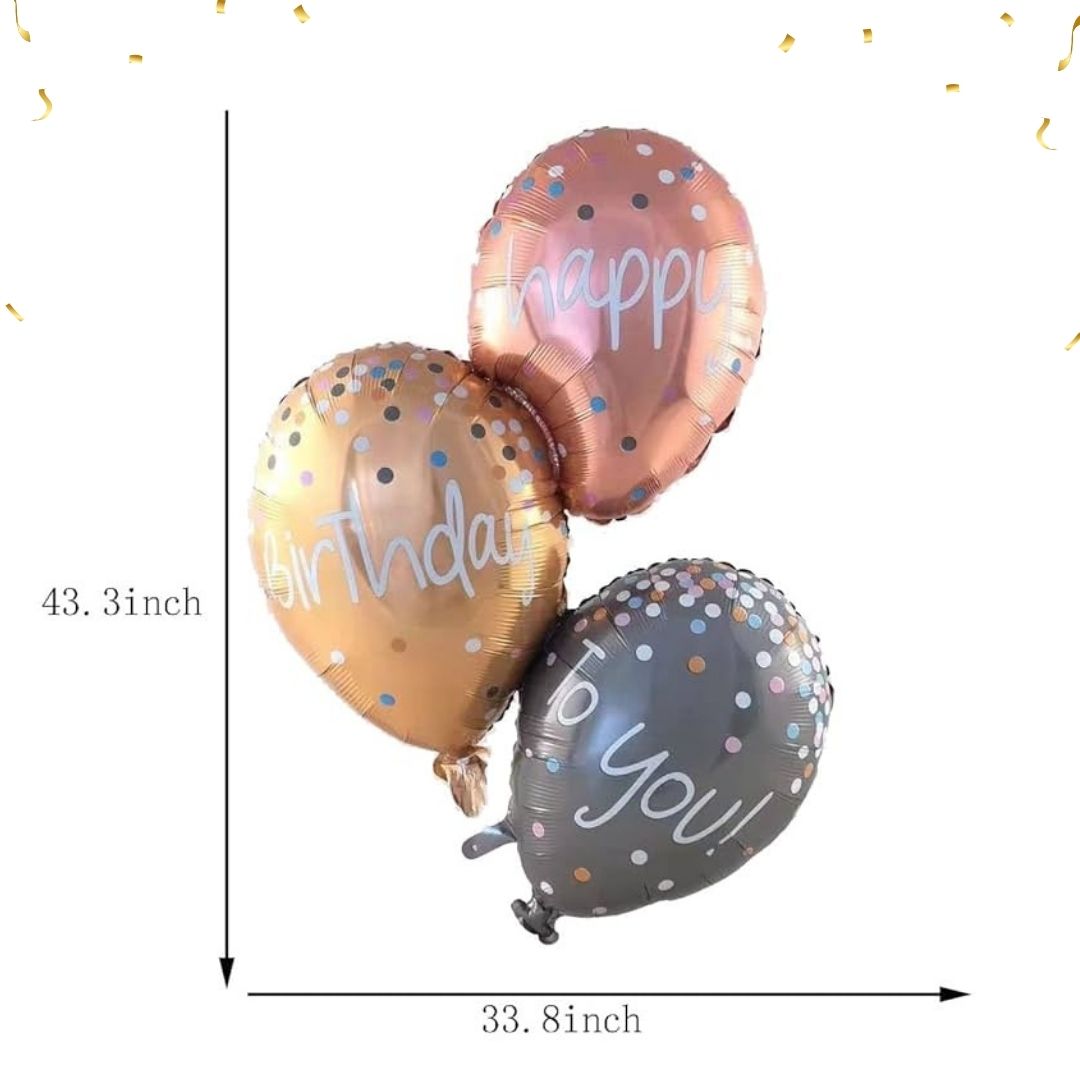 Happy Birthday with 3 Balloons Super Shape