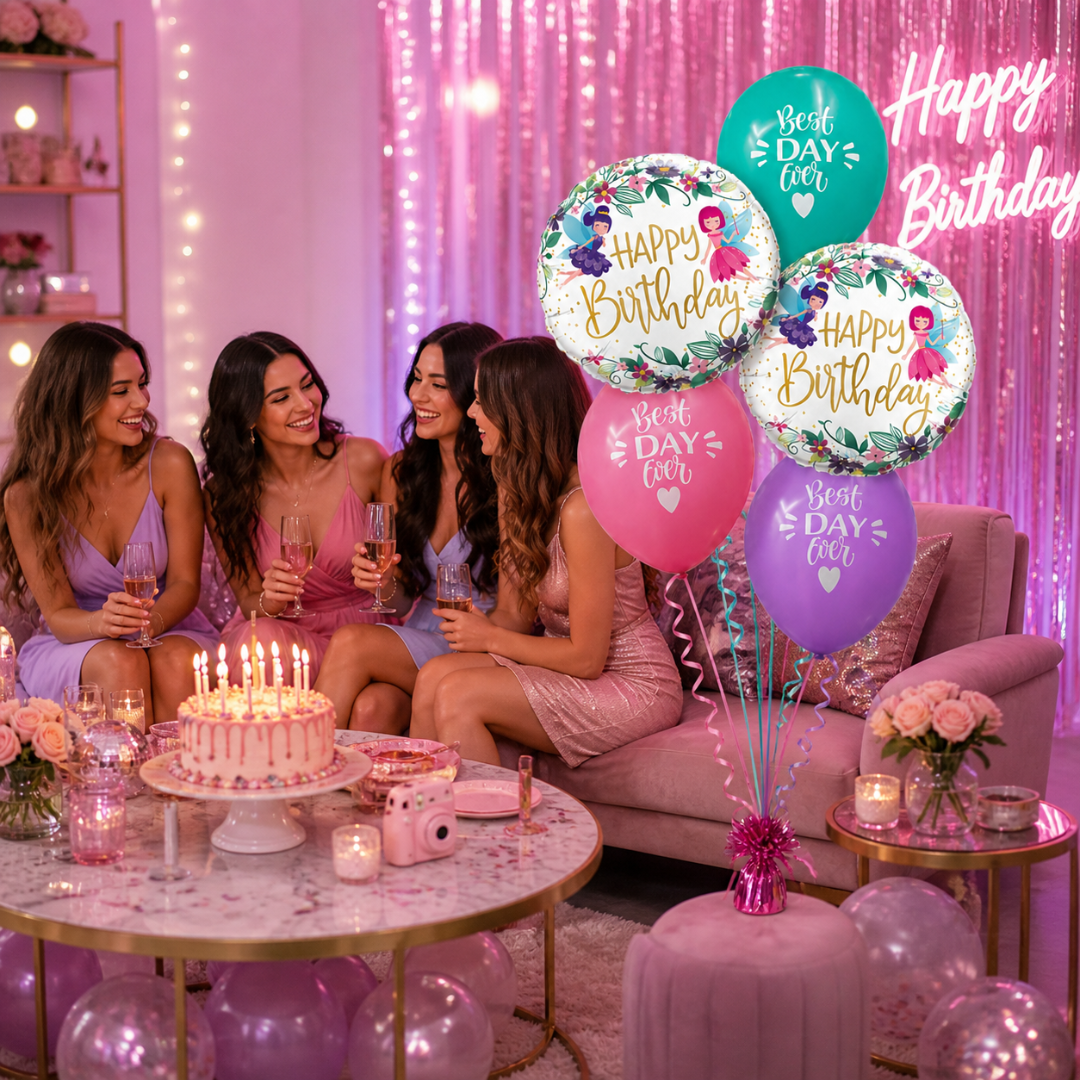 Best Day Ever Happy Birthday Pastel Balloon Set of 5 (Helium Filled & Delivered Inflated) | Birthday Decoration Balloons