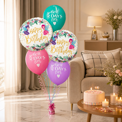 Best Day Ever Happy Birthday Pastel Balloon Set of 5 (Helium Filled & Delivered Inflated) | Birthday Decoration Balloons