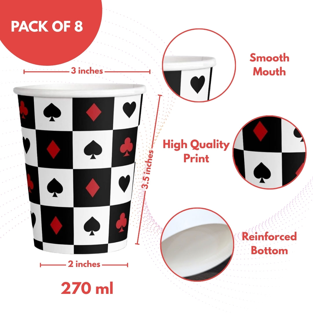 Casino Theme Paper Cups - 8PC